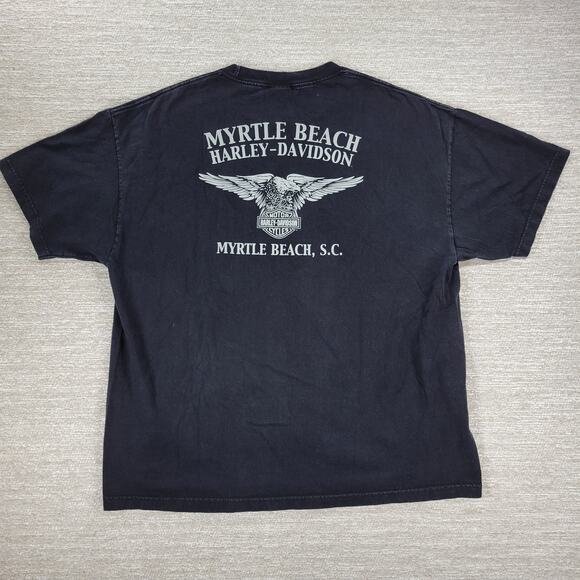 Harley Davidson Myrtle Beach 3D Skull T-shirt Mens XXL Black Bravado Tag 2016 - Picture 3 of 15